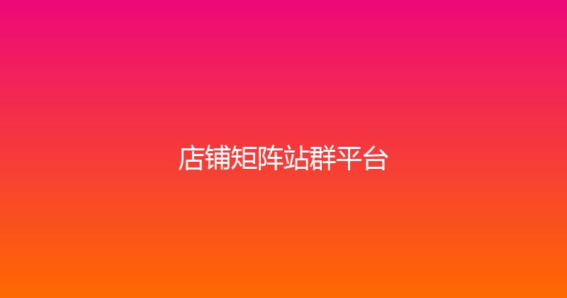 店铺矩阵站群平台 封面图