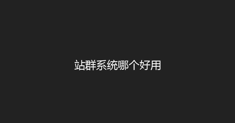 站群系统哪个好用 封面图