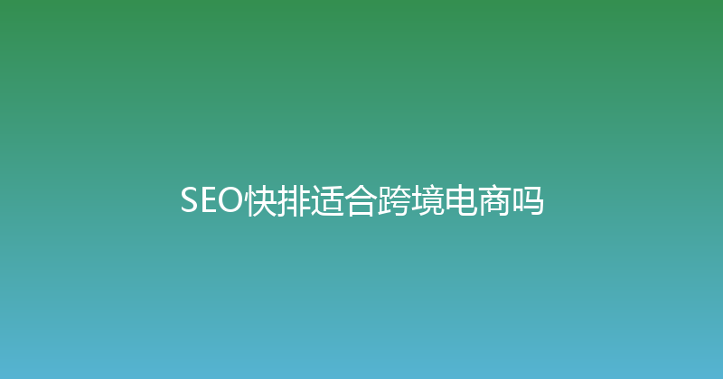 SEO快排适合跨境电商吗 封面图